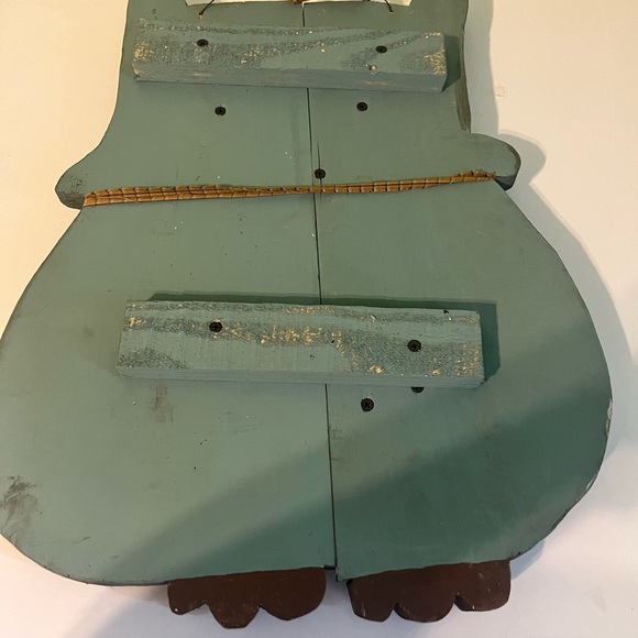 Primitive Owl Wooden Wall Hanger Nursery Blue Large - Picture 2 of 2